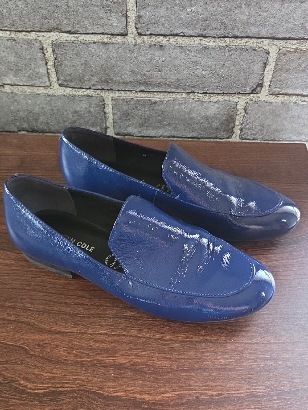 Cole Haan Navy Blue Patent Leather Slip-On Loafers